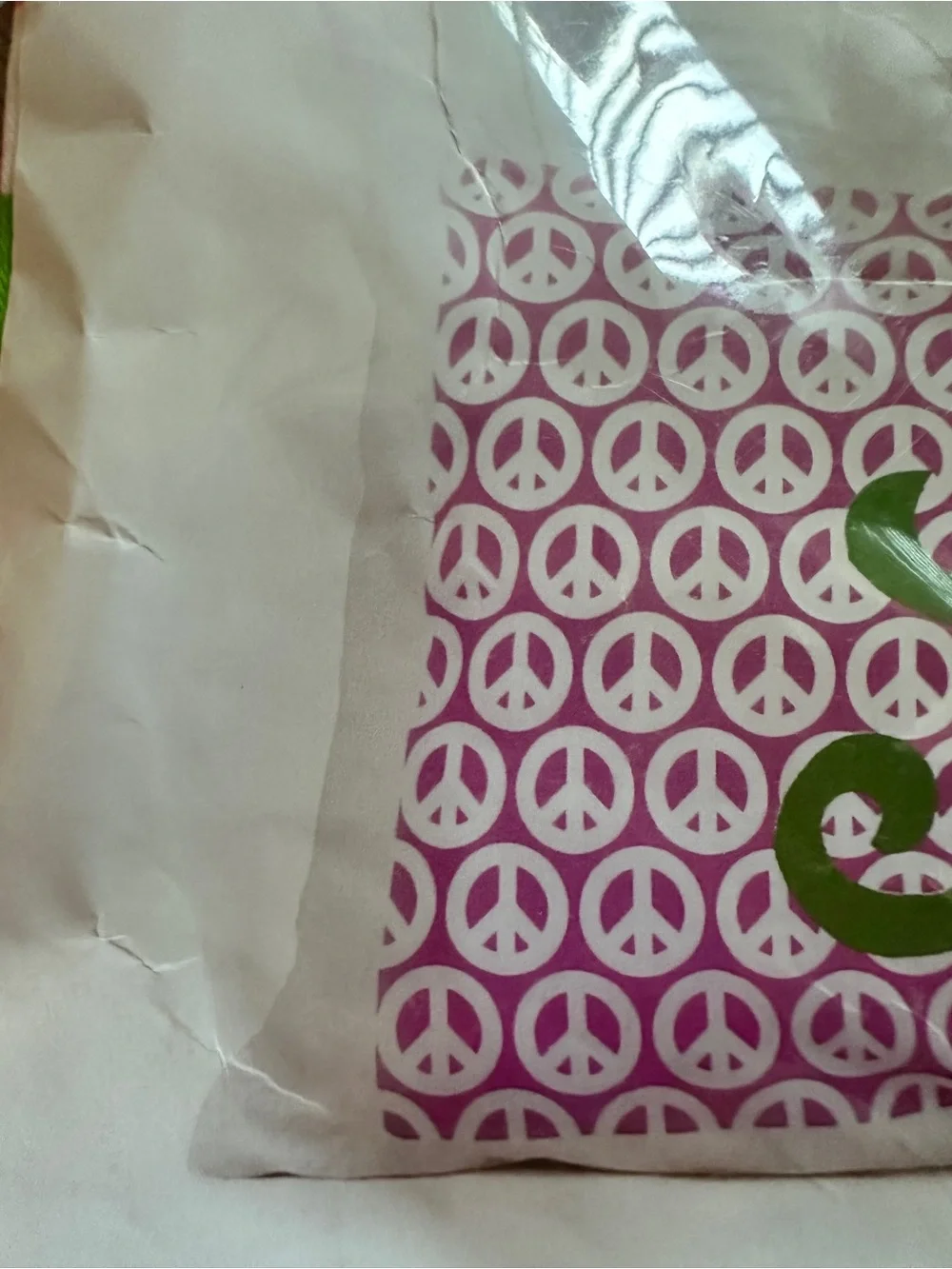 B.Jaxx Pink peace sign pattern Pillowcase W/monogram initial L. Love Happiness